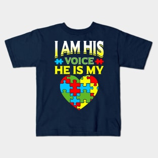 I Am His Voice Autism Support Kids T-Shirt